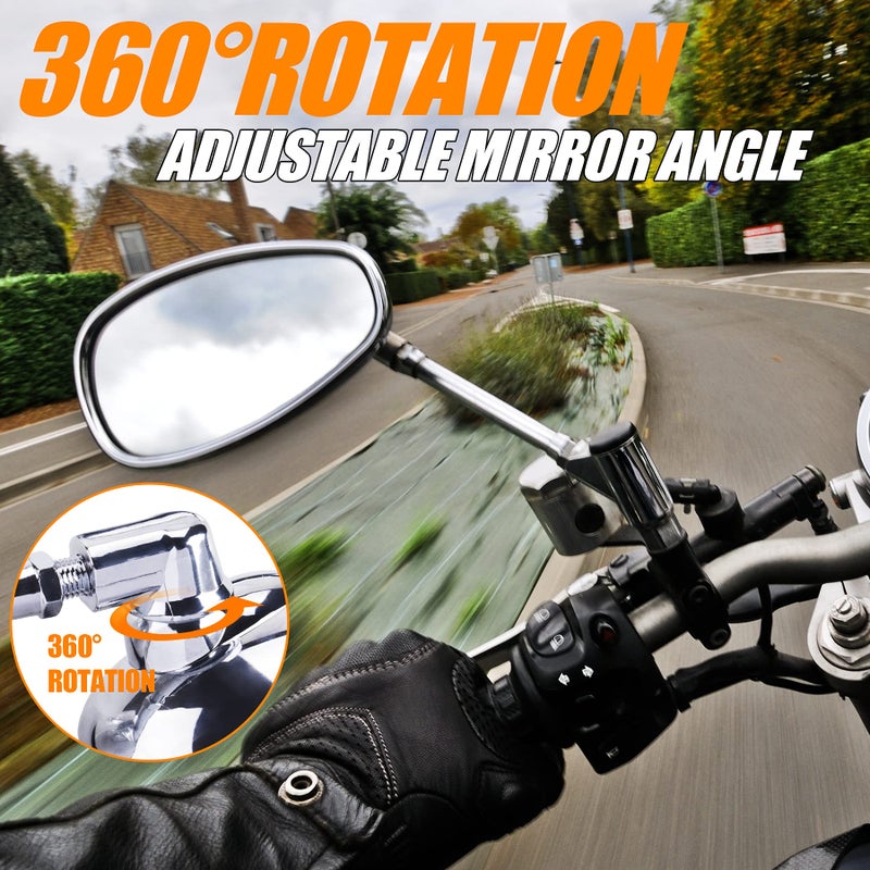 ORAEVY Motorcycle Mirrors  Universal 10mm 8mm Chrome Motorcycle Rear View Side Mirrors Handle Bar Bar End Motorcycle Mirrors - Image 5